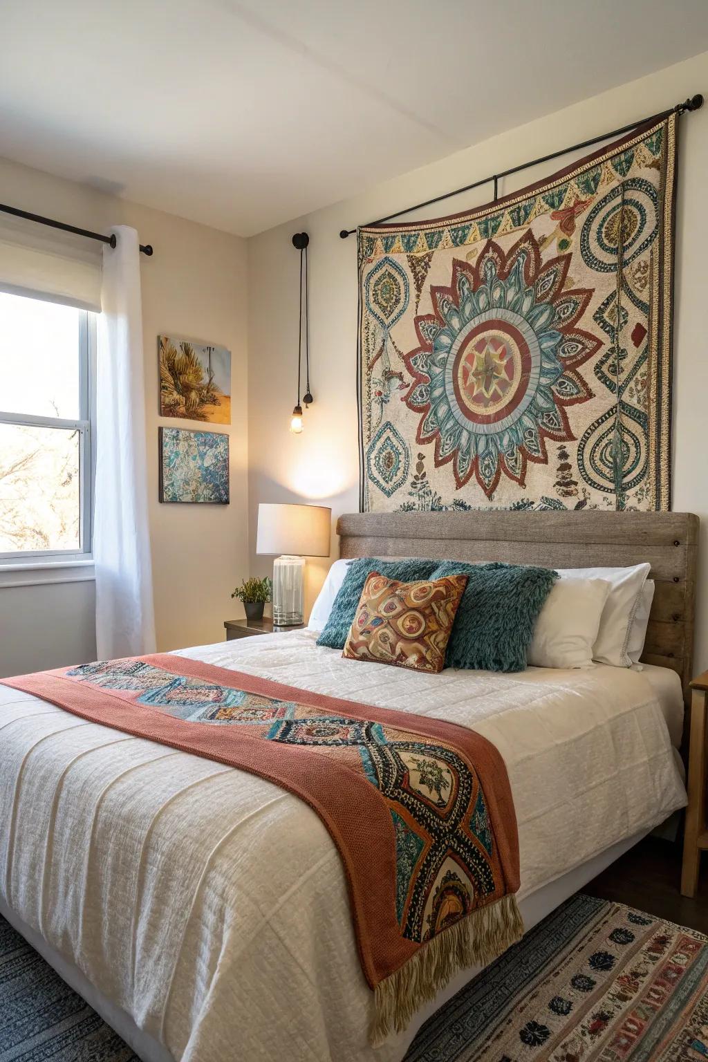 Elevate your bed with creative headboard styling.