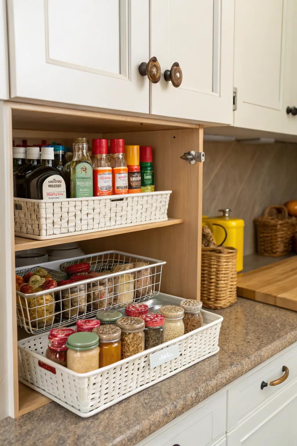 Add more storage layers with undershelf trays.