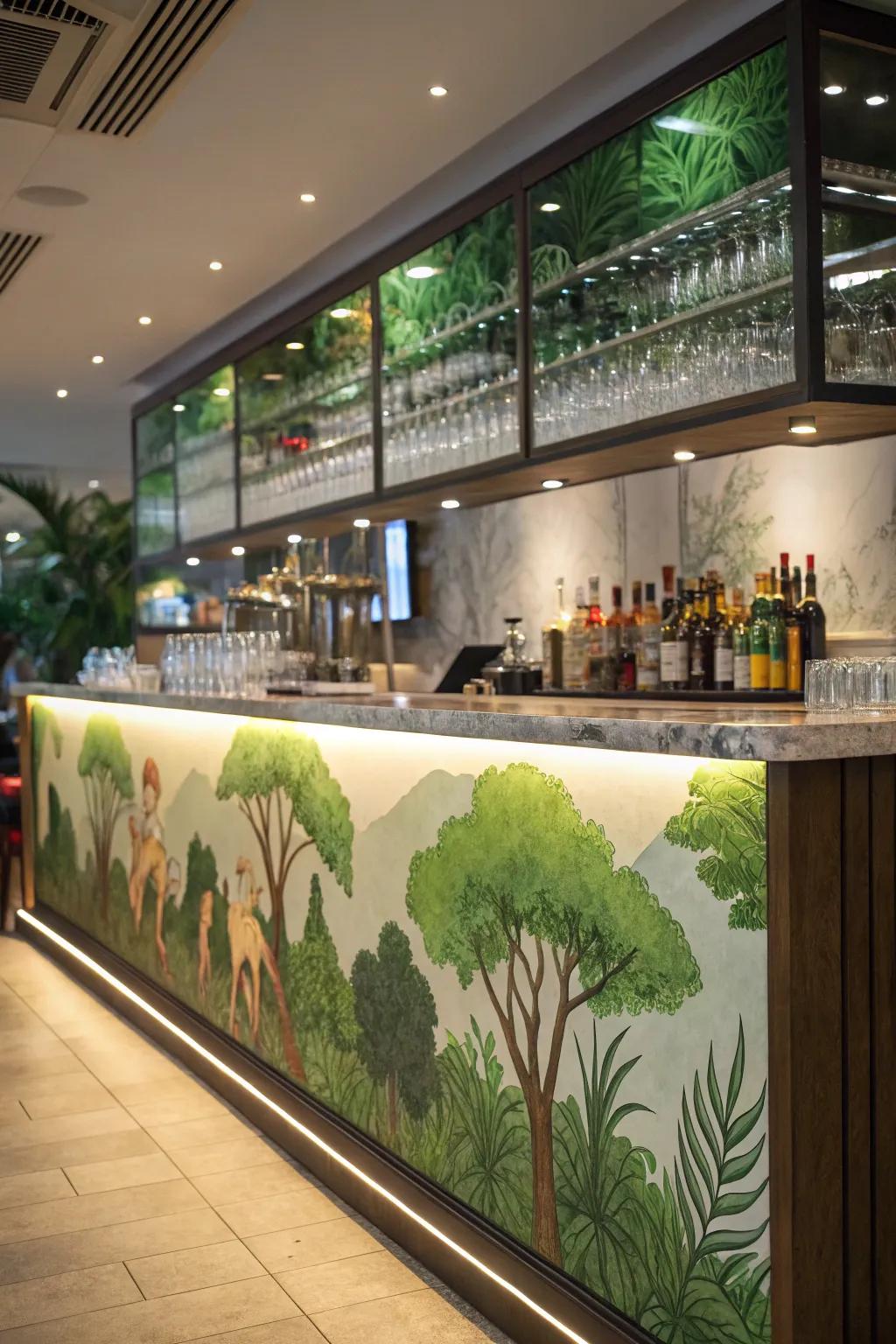 Natural scene murals bring serenity and beauty indoors.