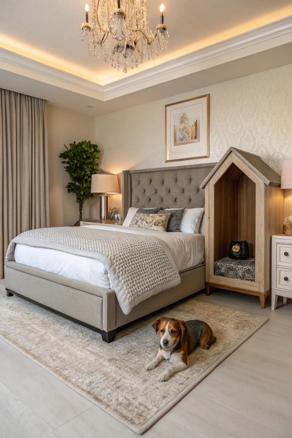 A hidden haven: a dog house nook cleverly tucked under the bed.