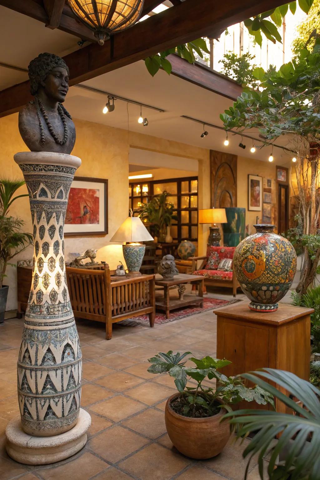 Art pieces add personality and interest to your indoor patio.