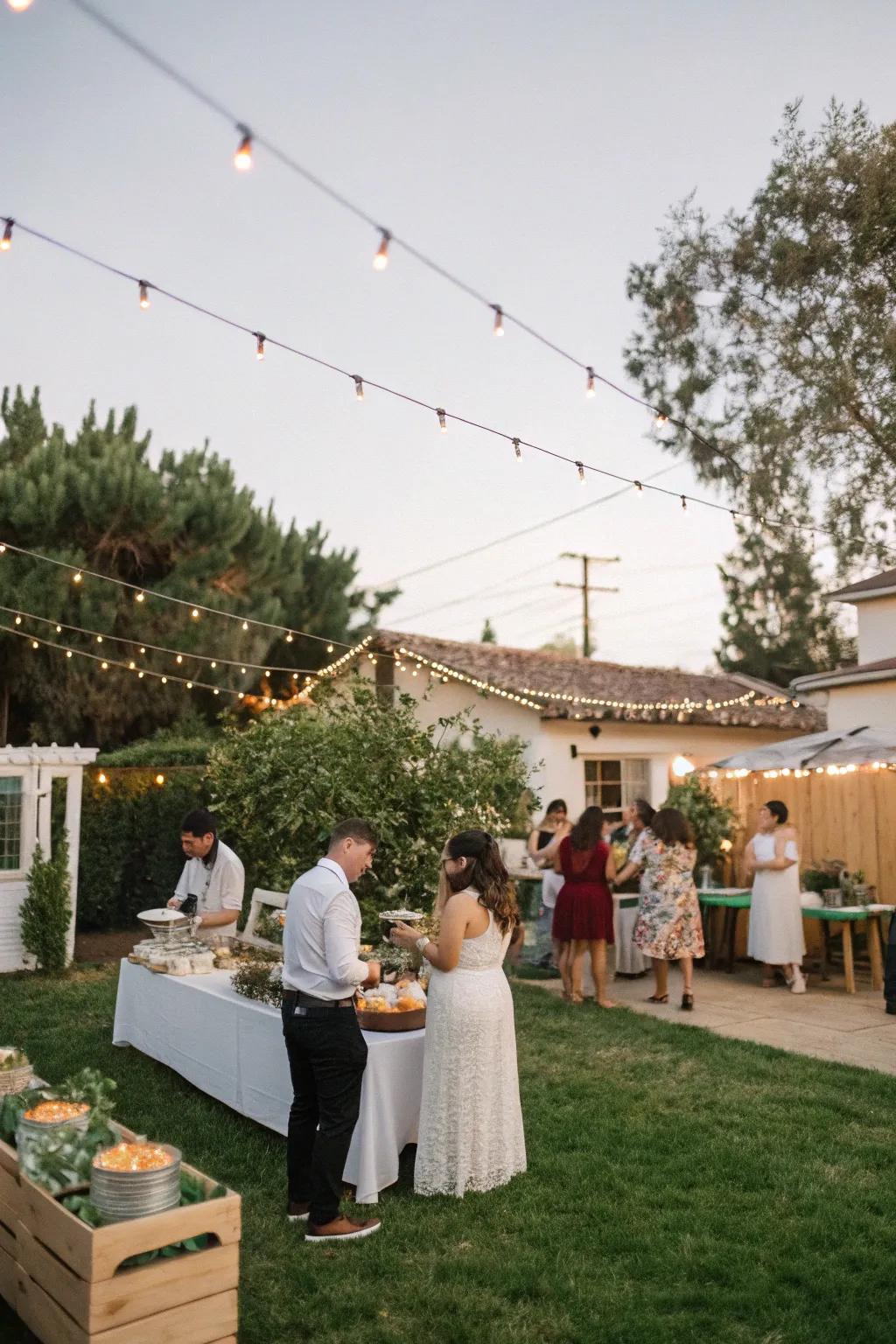 Interactive food stations offer variety and encourage guest mingling.