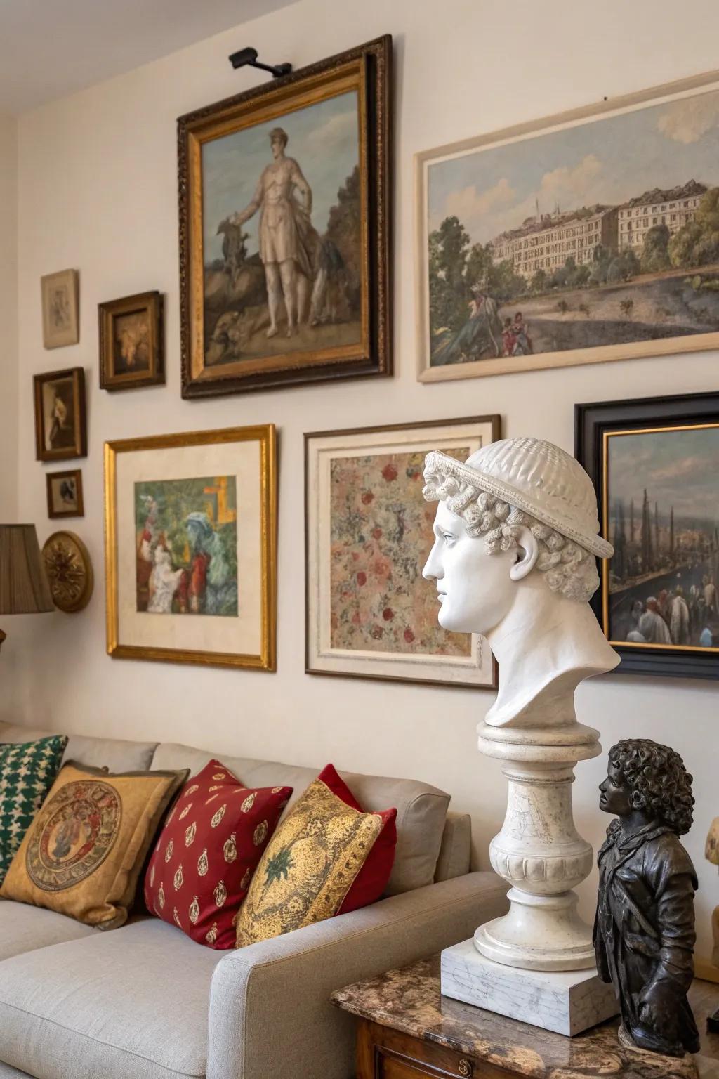 Varied wall art includes character to any room.