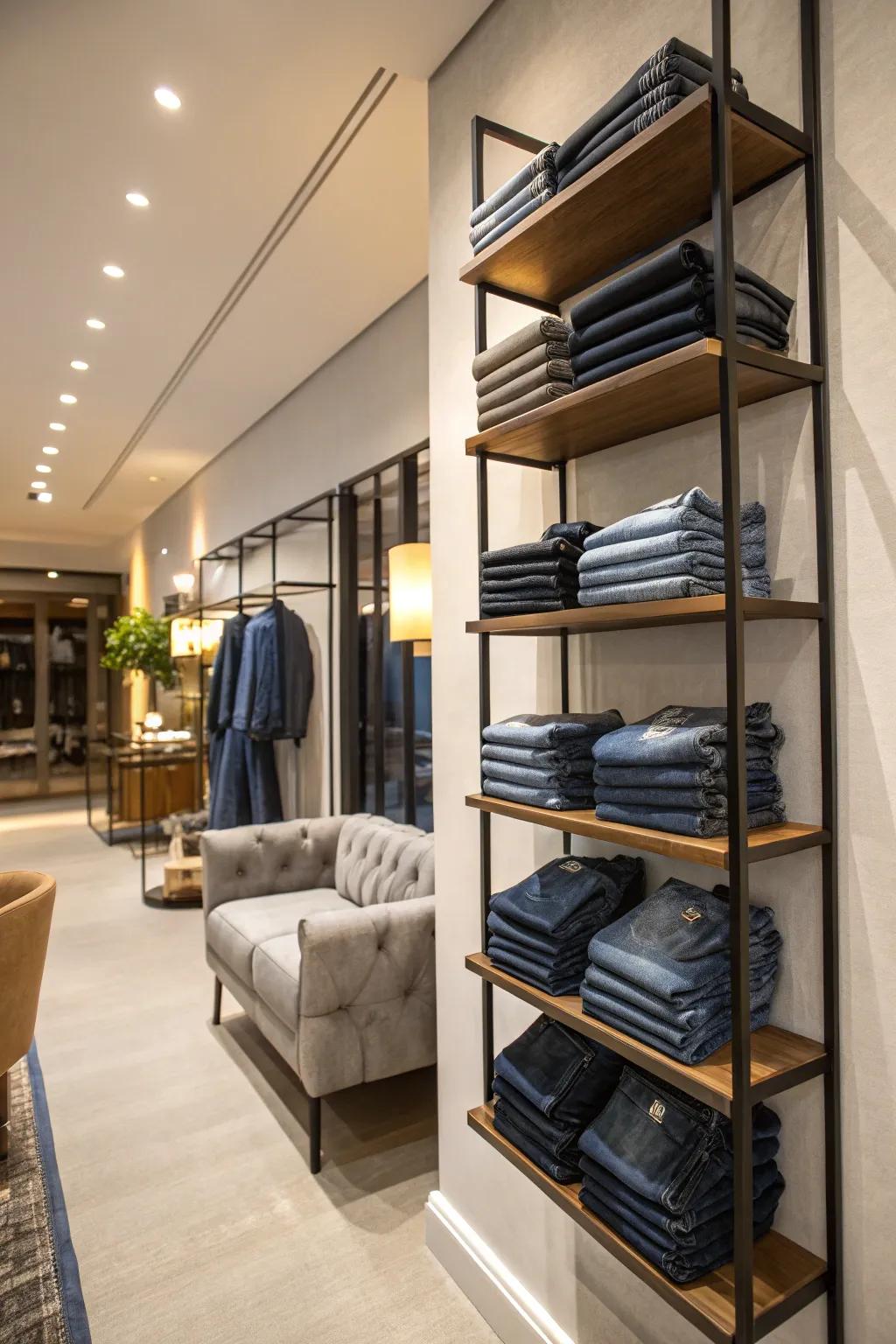 Transform your jeans into a presentation piece with a wall rack.