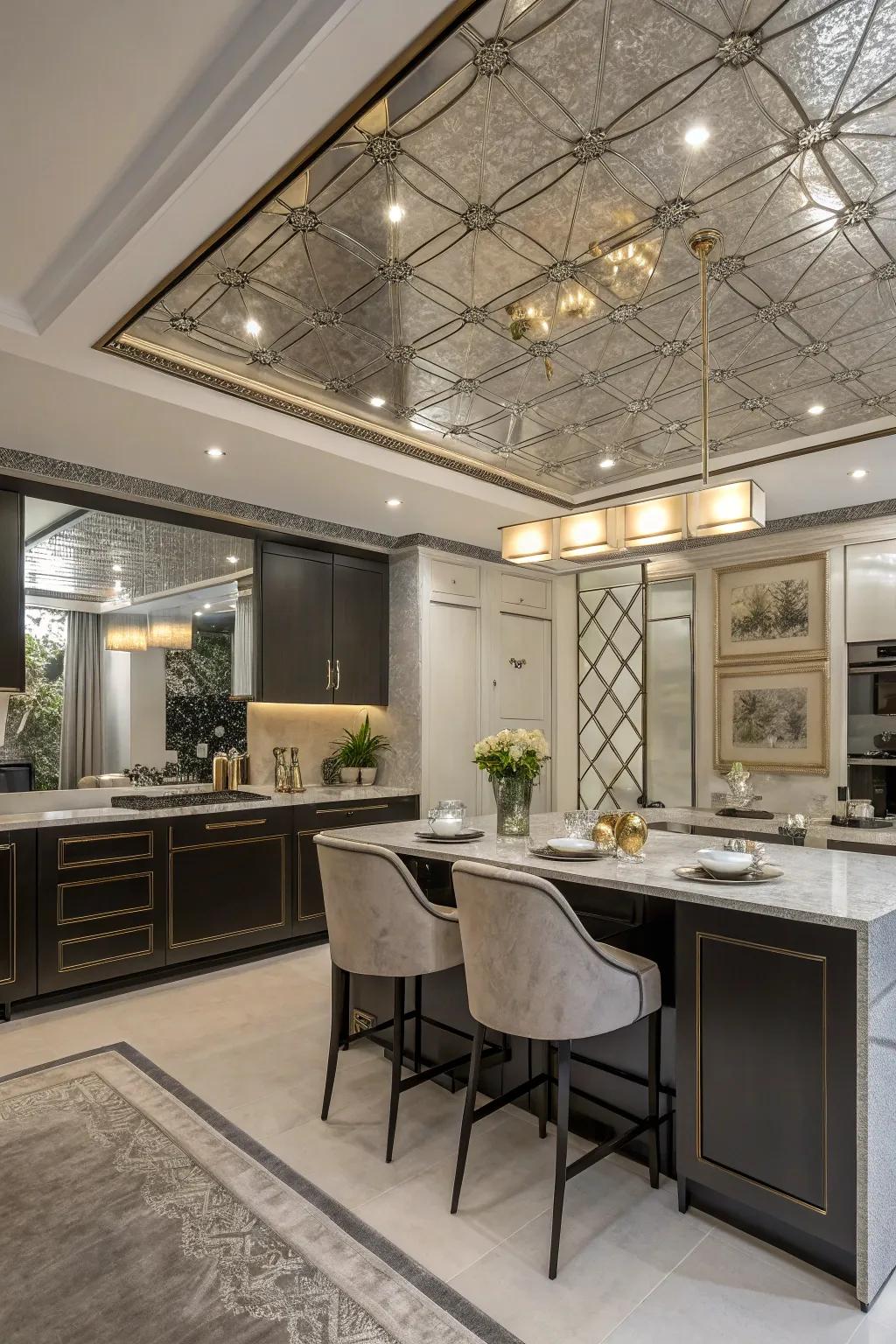 Generate a sense of spaciousness using reflective ceiling highlights.