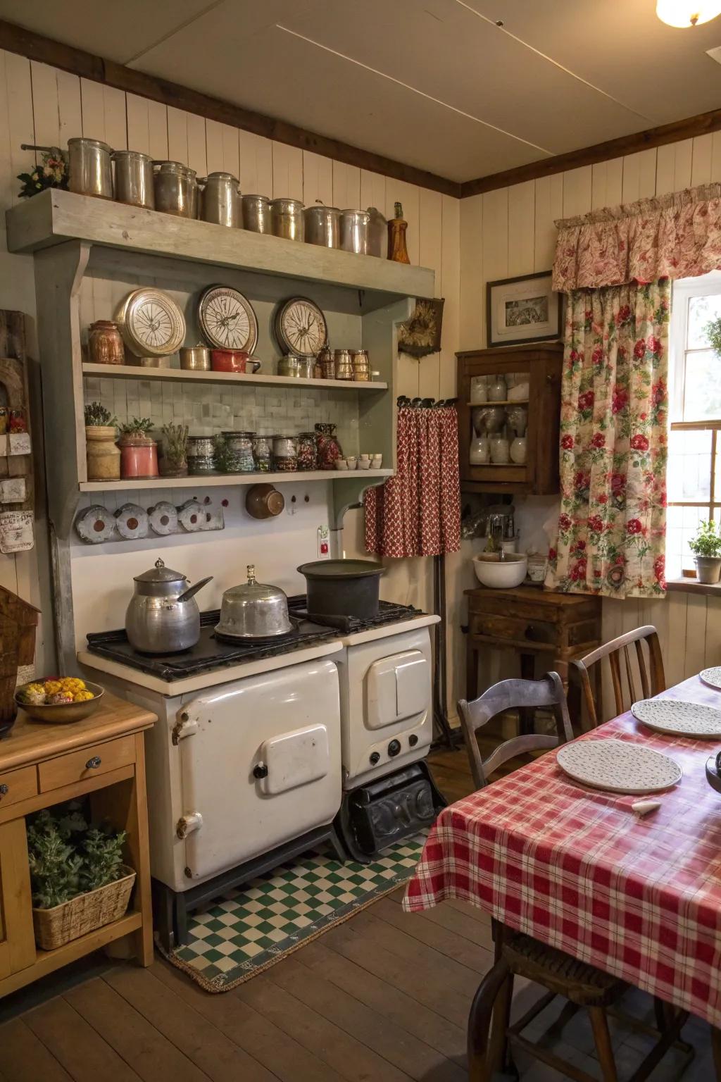 Vintage pieces add character and a sense of history to the kitchen.