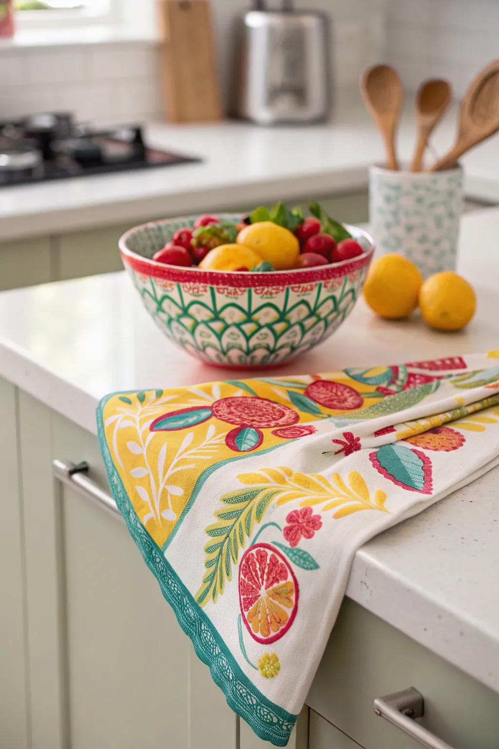 Color touches energize your kitchen area.