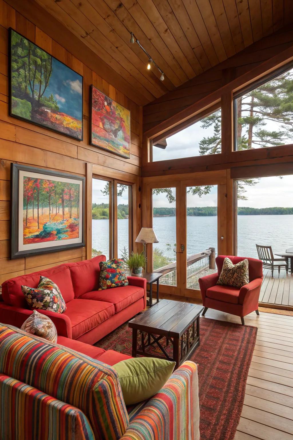 Bold colors impart vibrancy and dynamism to the space.