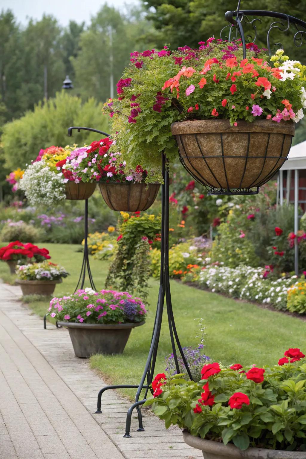 Incorporate measurement with suspended baskets on platforms.