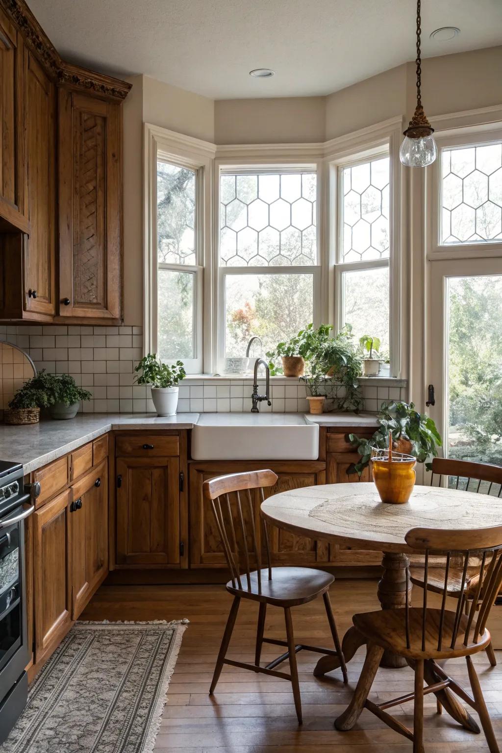 Classic elegance with bay windows.