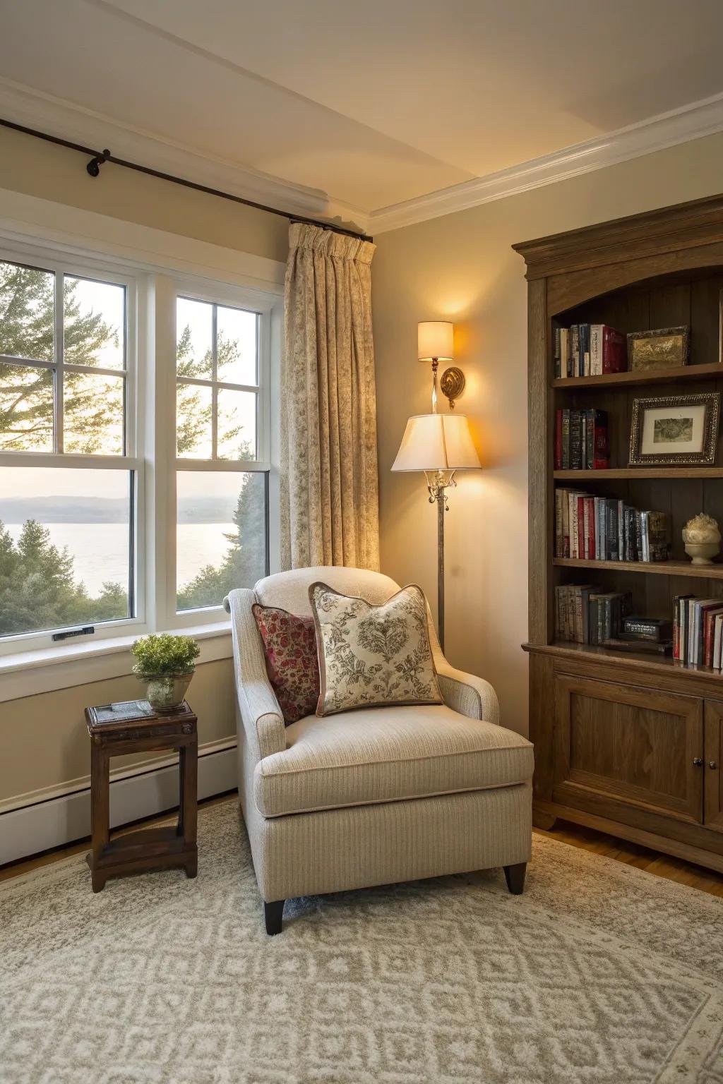 A spot for reading provides a great place for relaxation.