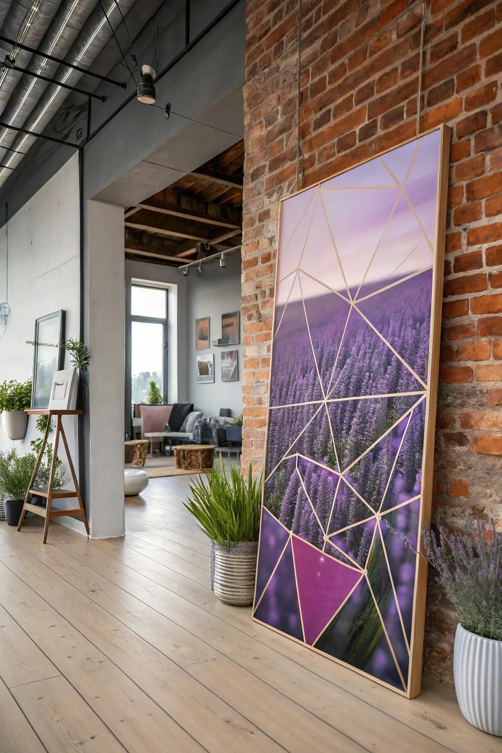 Geometric lavender patterns, for a contemporary and stylish visage.