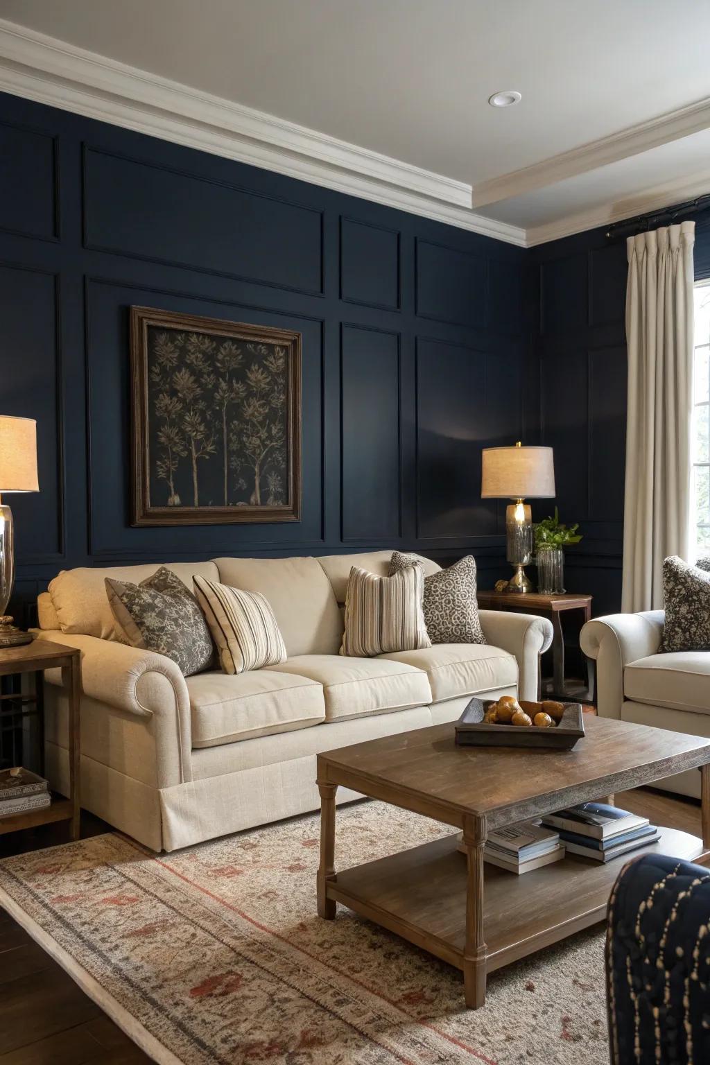 A dull highlight divider adds show and complexity to your residing space.