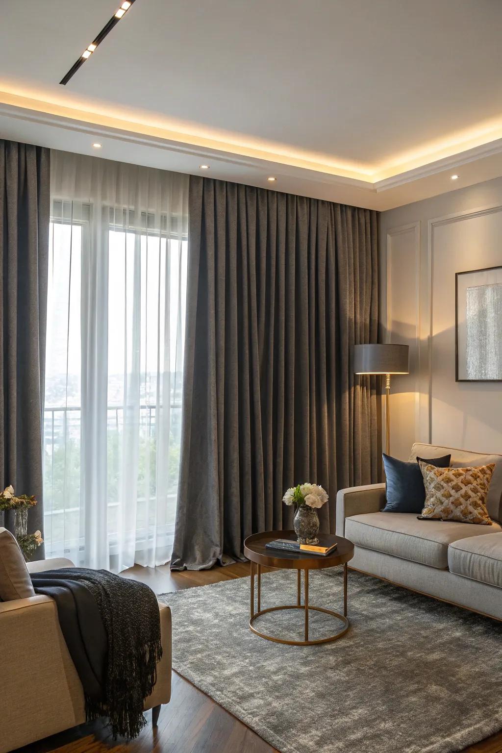 Blackout curtains secure privacy and complete light control.