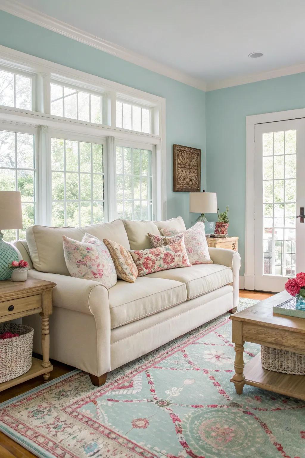 A lounge unified by a cohesive and stylish color palette.