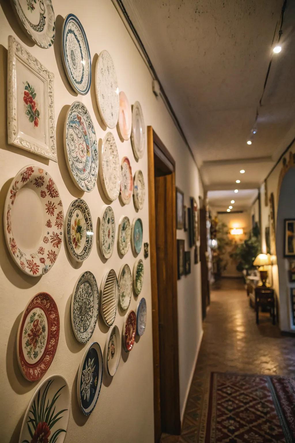 Decorative plates can inject a unique personal touch into the hallway.