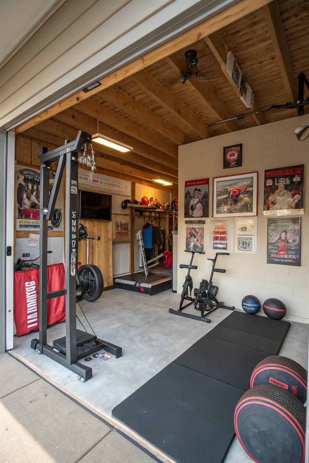 Stay active and relaxed by incorporating a home fitness area within your man cave.