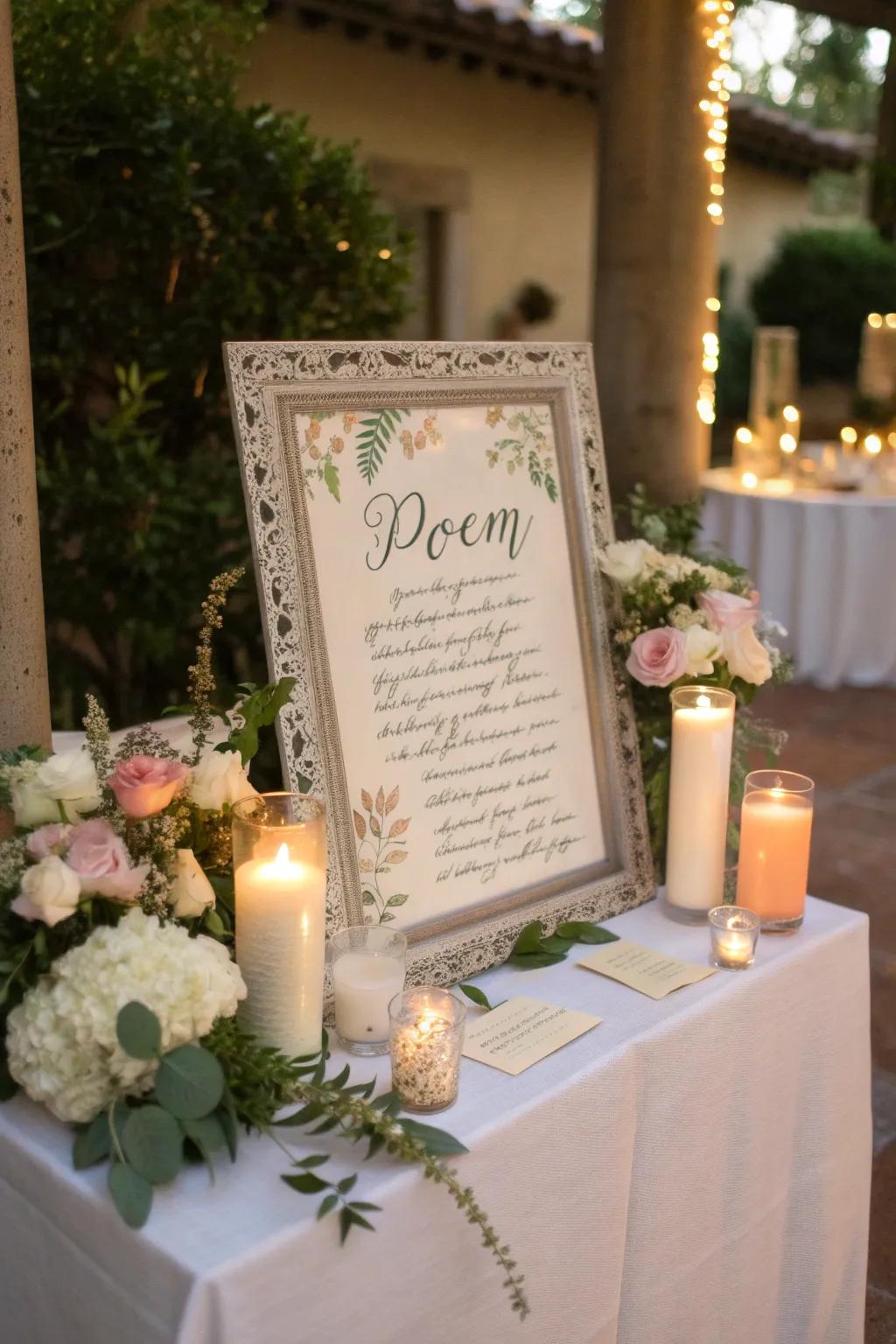 A verse homage introduces depth and feeling to the display.