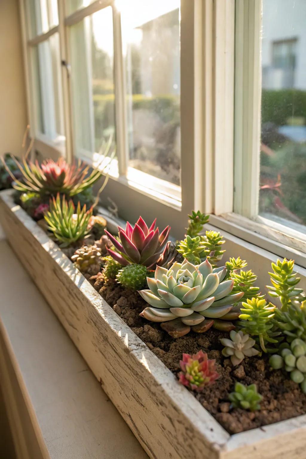 A window box overflowing with desert gems brings the outdoors in.
