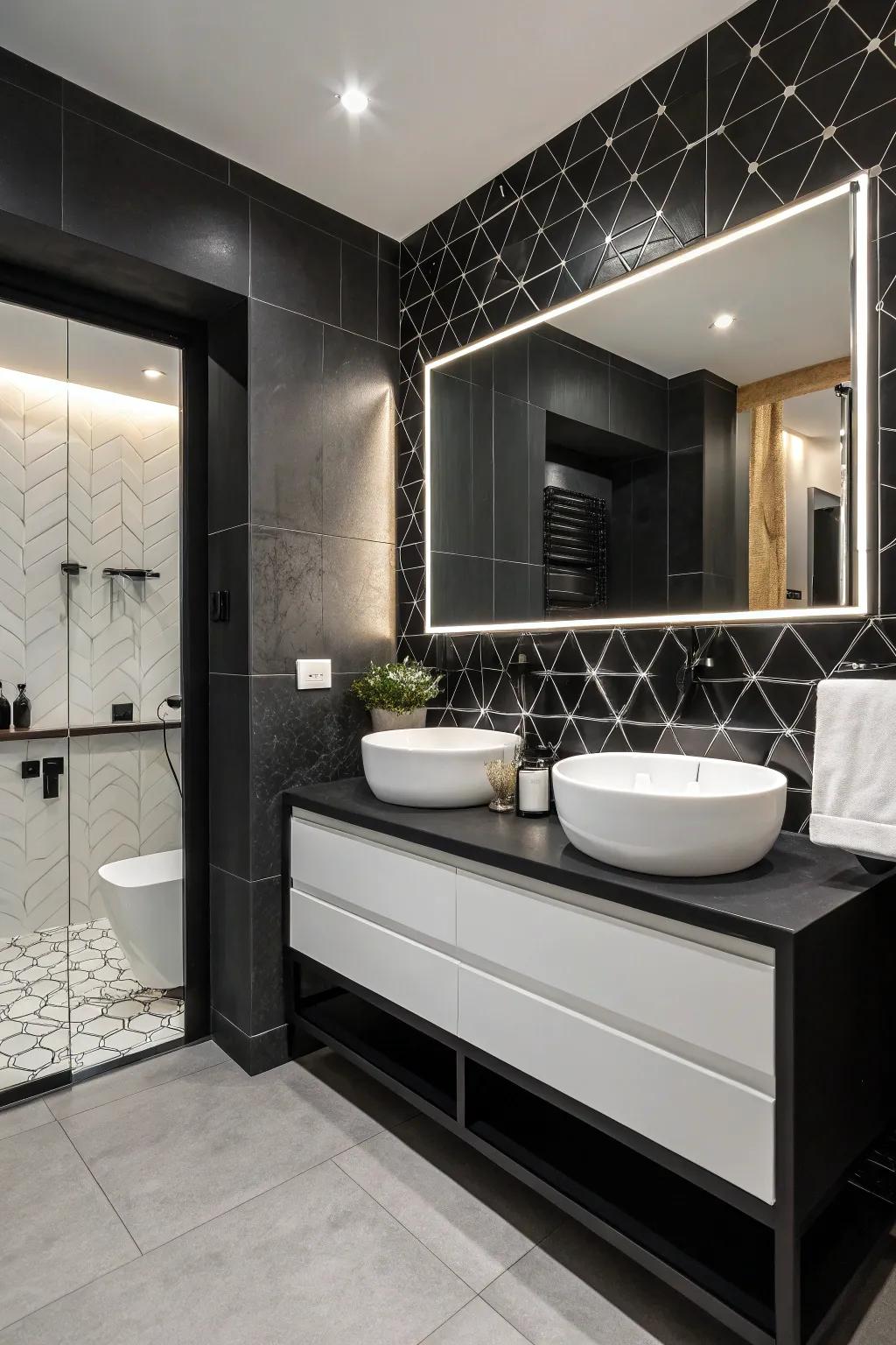 A monochrome scheme offers a sophisticated contrast.