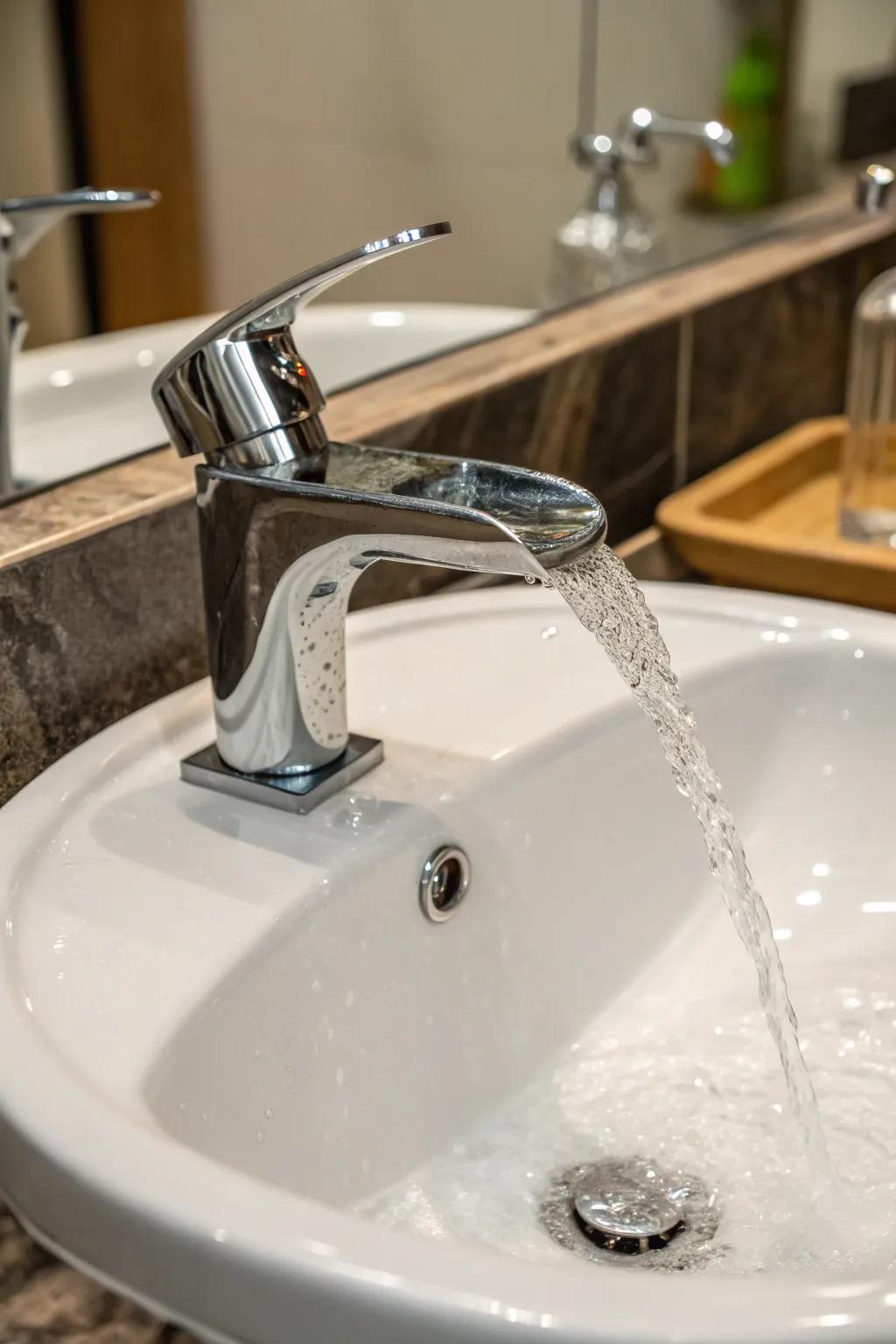 Waterfall spigots contribute a touch of luxury and tranquility.