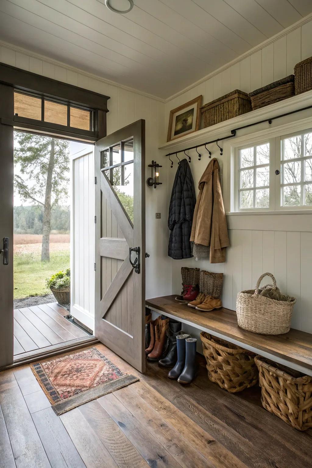 Delightful mudroom featuring a classic split door.