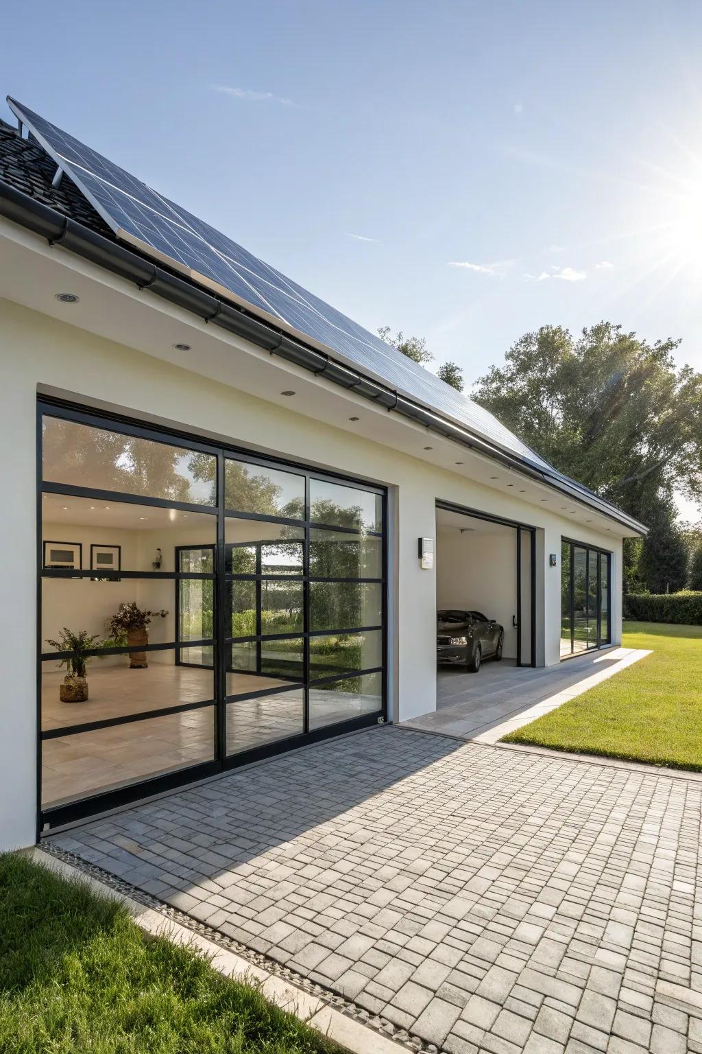 Go green with eco-friendly features in your modern garage.