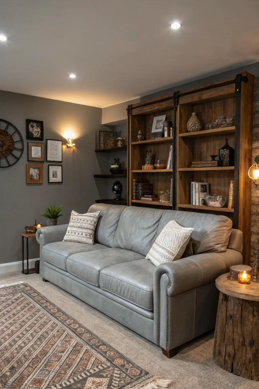 A balanced mix of light and dark shades in a contemporary living room.