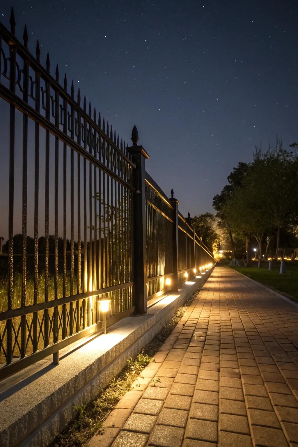 Integrated brightening converts your fence into a nighttime spectacle.