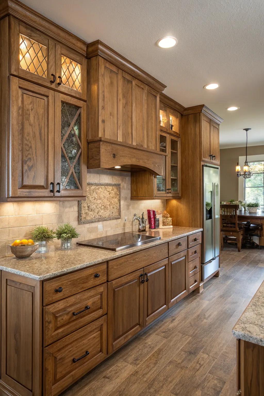 Blending textures enriches depth and visual appeal in modern kitchens featuring oak.
