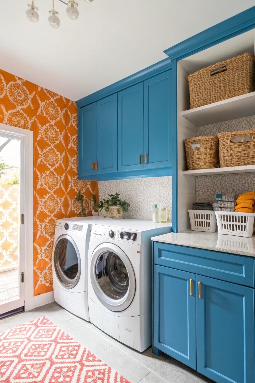 Strong colors bring energy to your laundry area.