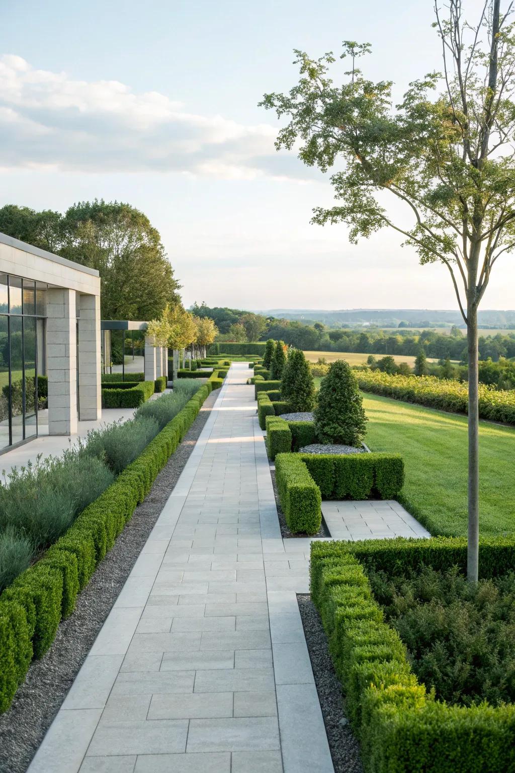 A garden path with open spaces to enhance modern design.