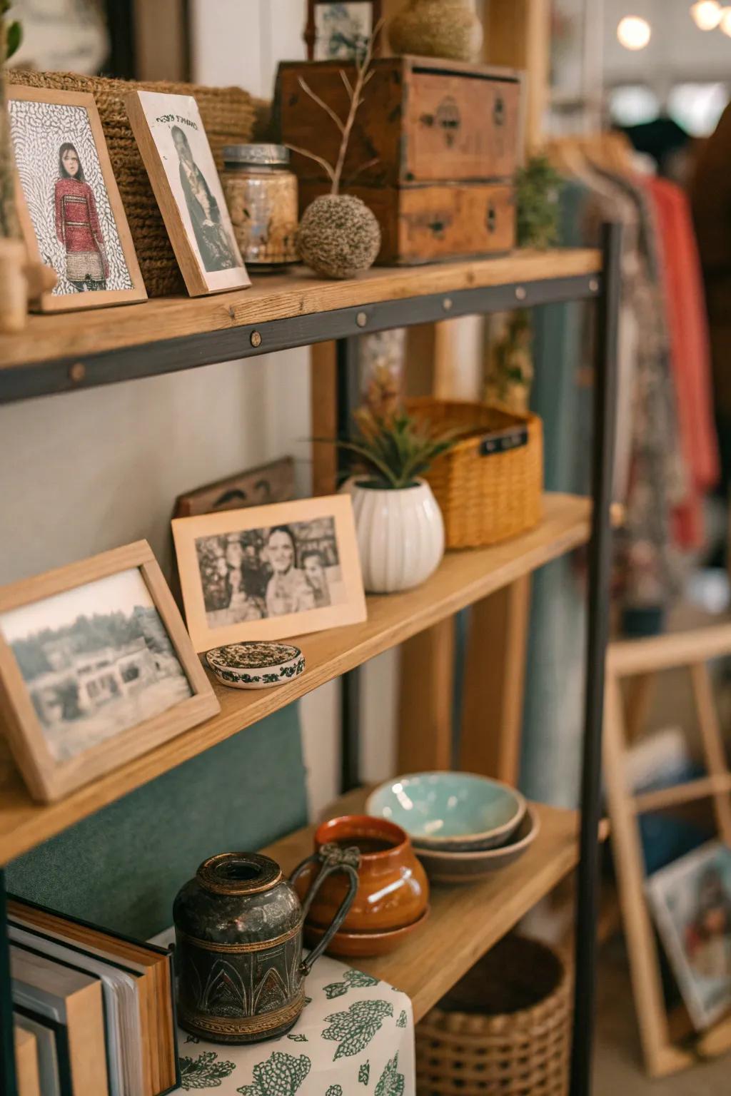Make your shelves personal with unique mementos.