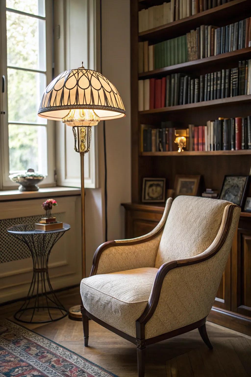 A study room with a striking standout item that adds character.