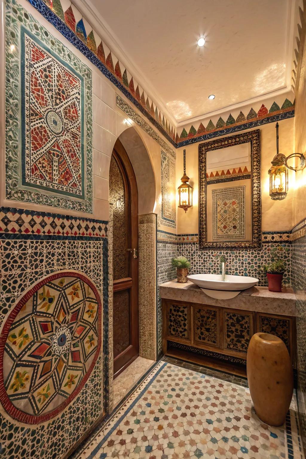 Incorporate global charm through mosaic patterns influenced by Moroccan aesthetics.