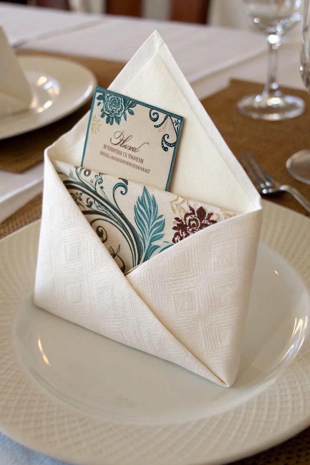 Elegant envelope folds for a personal touch.