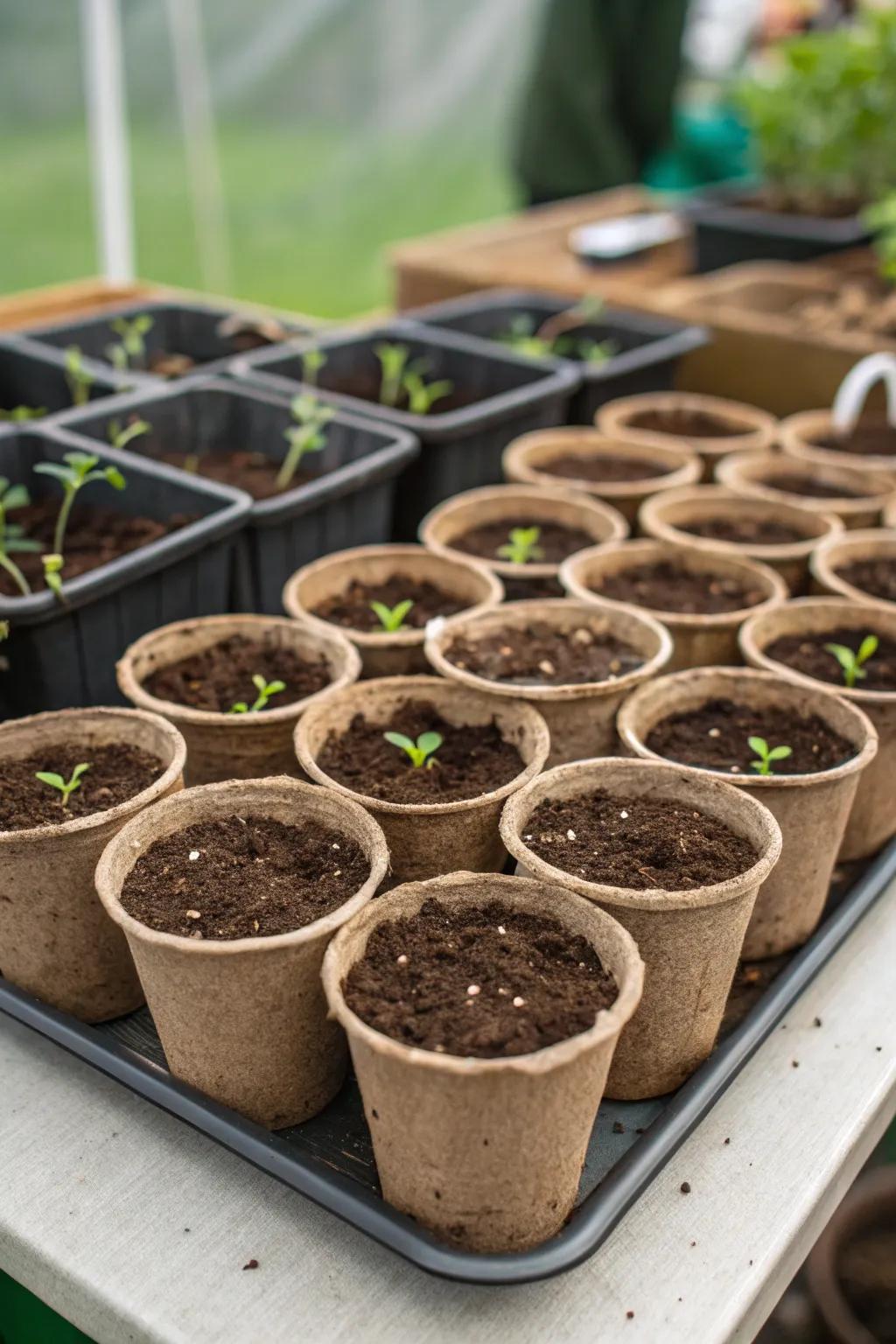 Sustainable party keepsakes with seed starters.