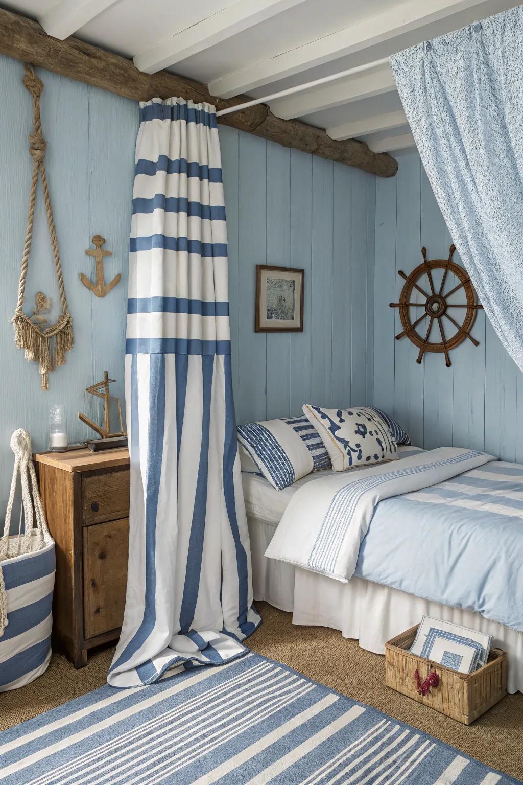Coastal textiles provide a breezy, coastal feel.