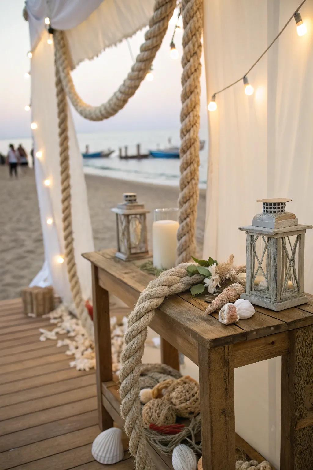 A cable and shell backdrop adds visual appeal.