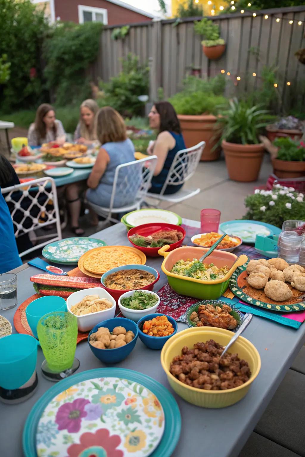 A potluck feast showcases diverse flavors and fosters connection.