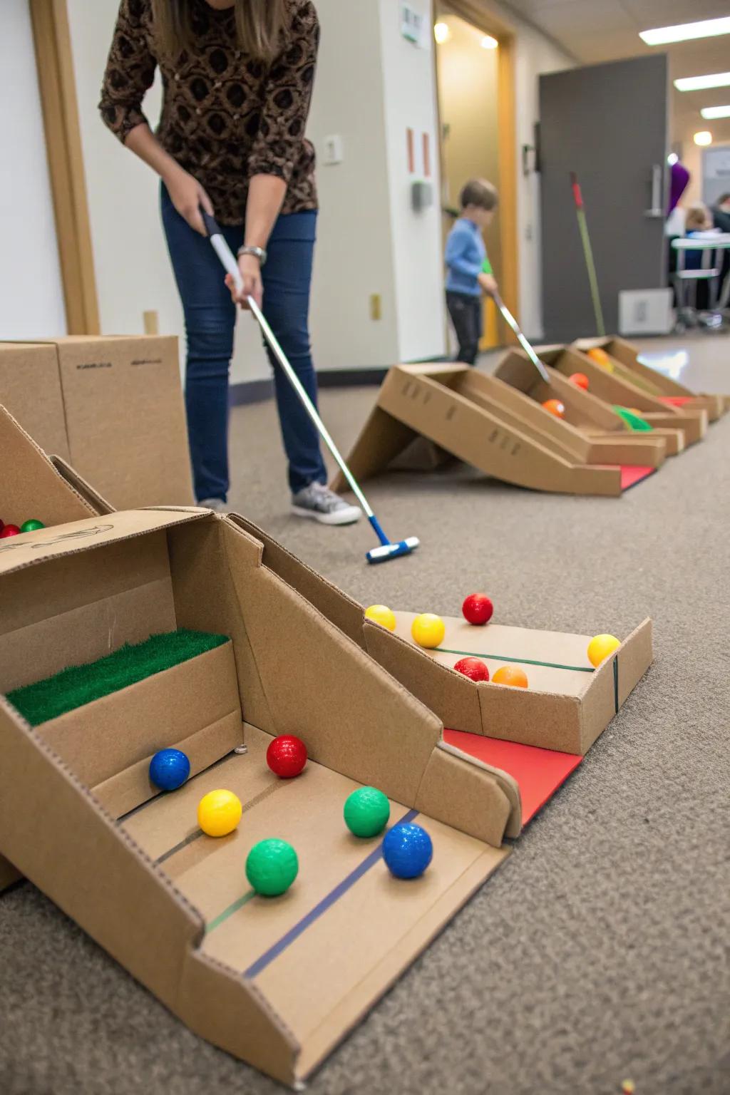 Craft eco-friendly ramps with repurposed boxes.