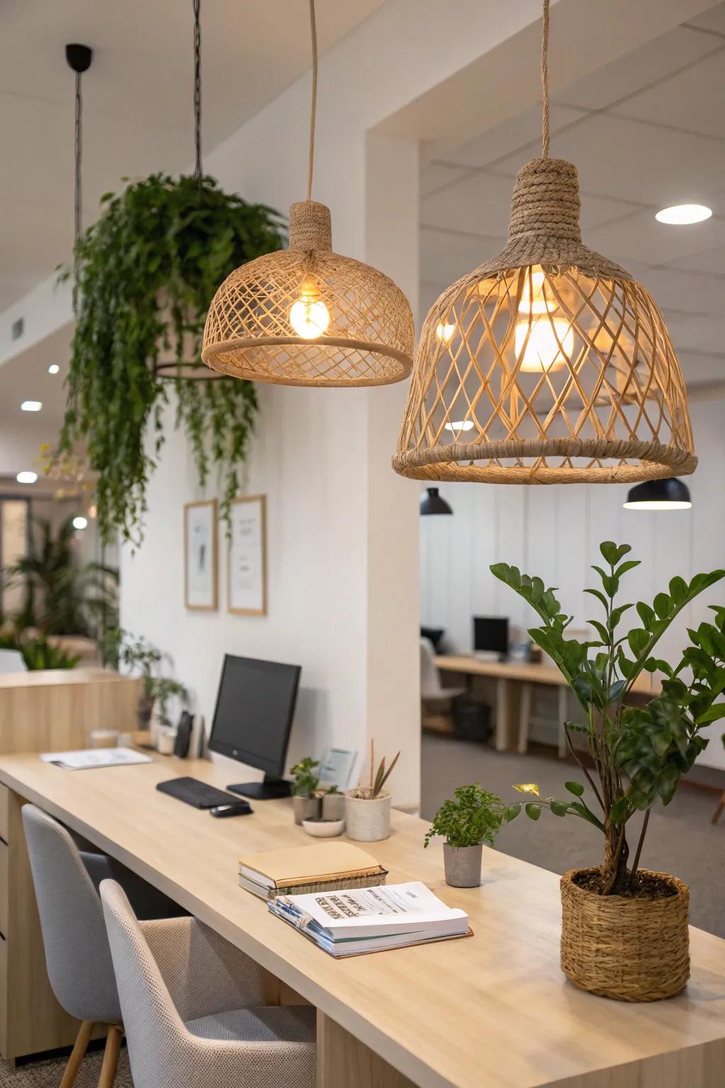Introduce warmth to your office using natural textured illumination.