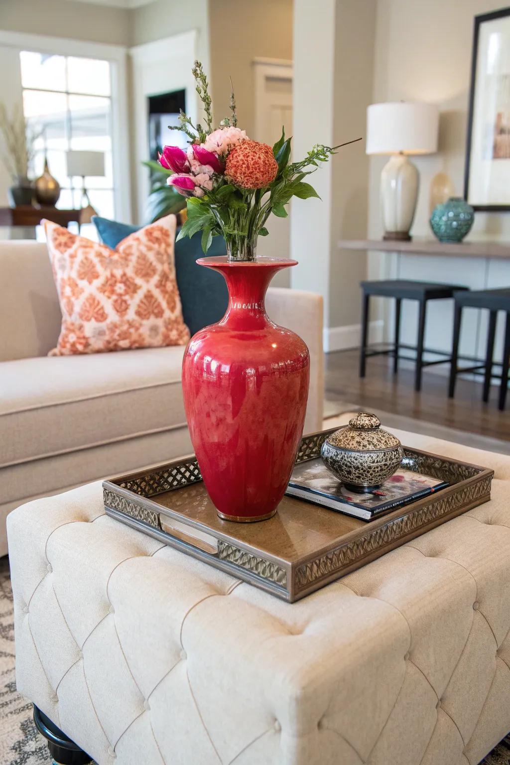 Make an intense statement with vibrant accents.