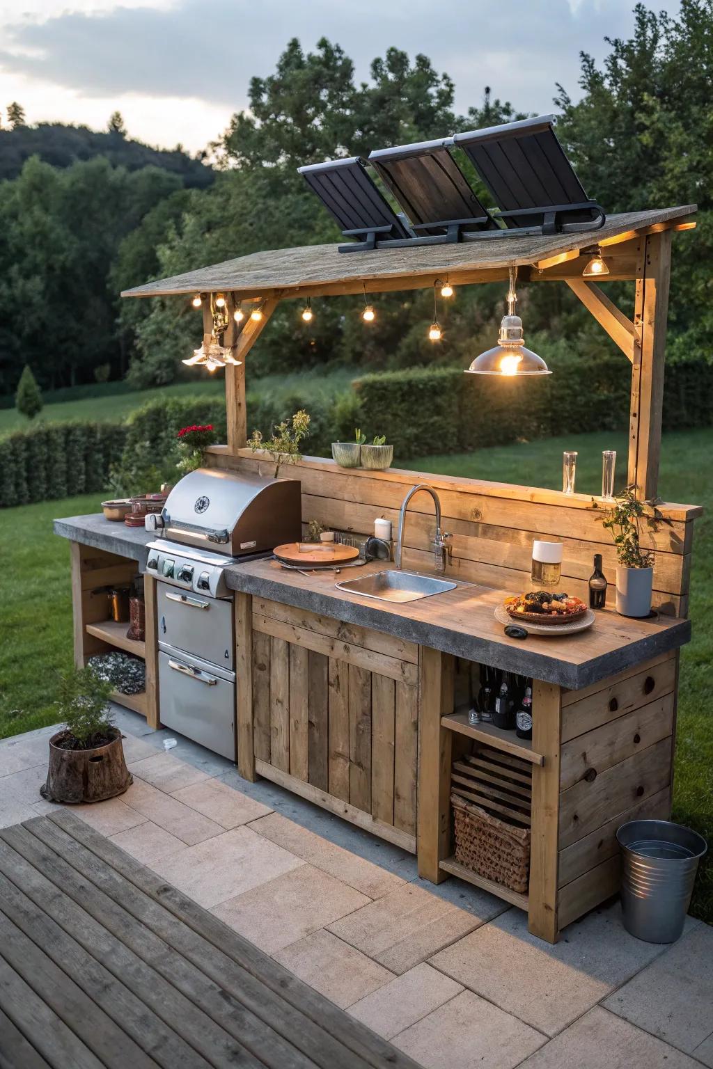 Sustainability combines with style in this cooking space.