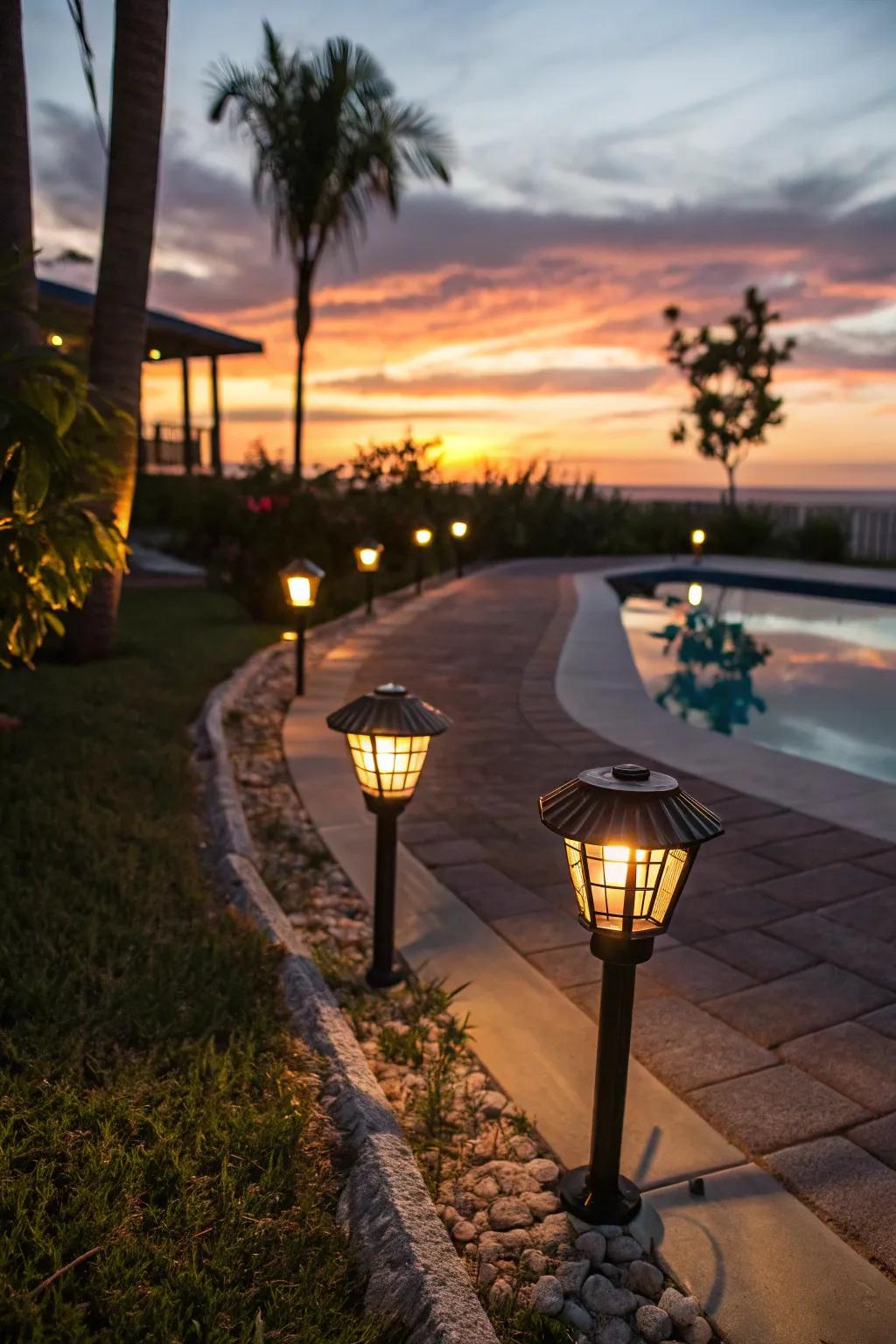 Solar-powered lights provide a sustainable and economical lighting solution.