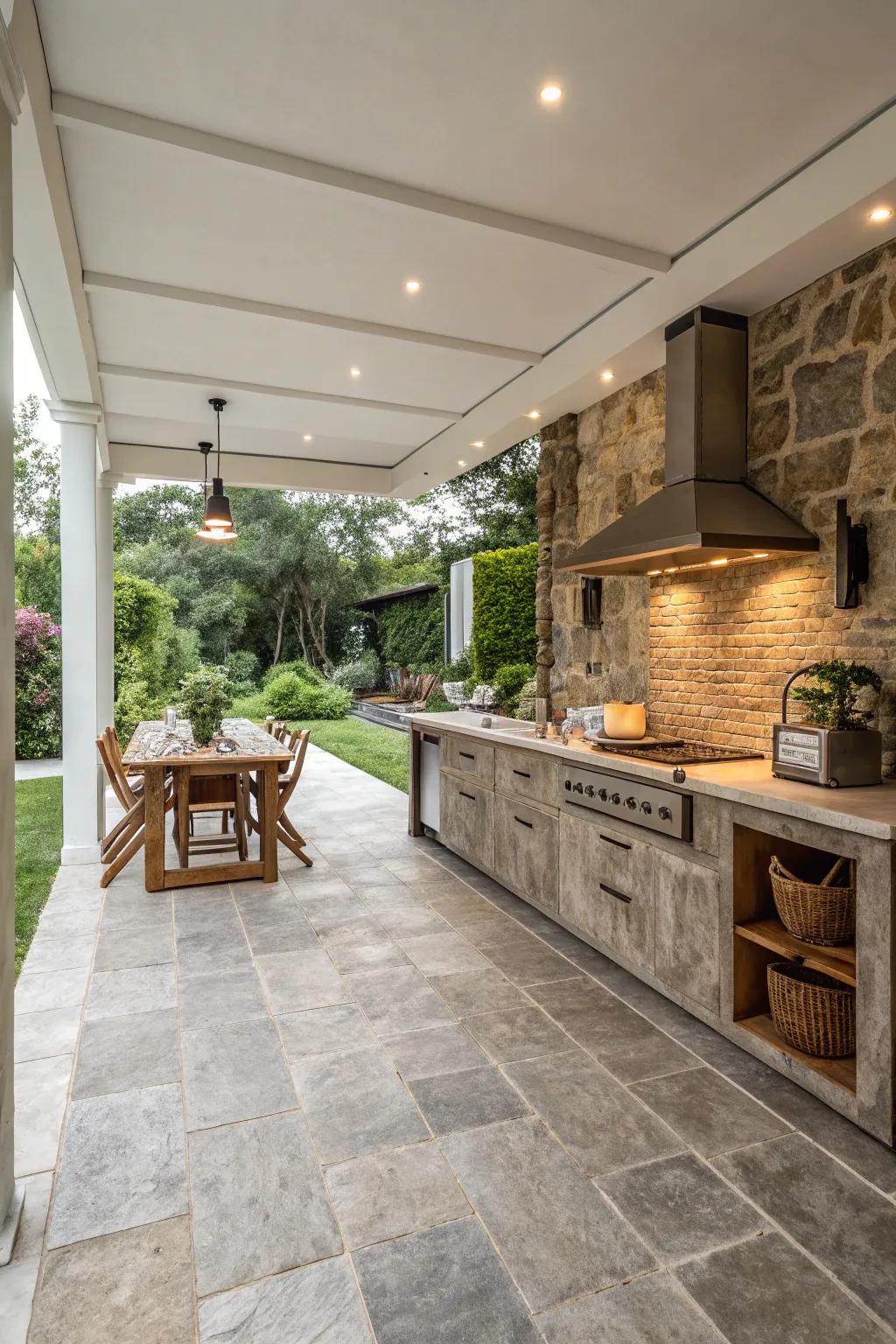 Achieve an urban chic look with concrete-look tiles.