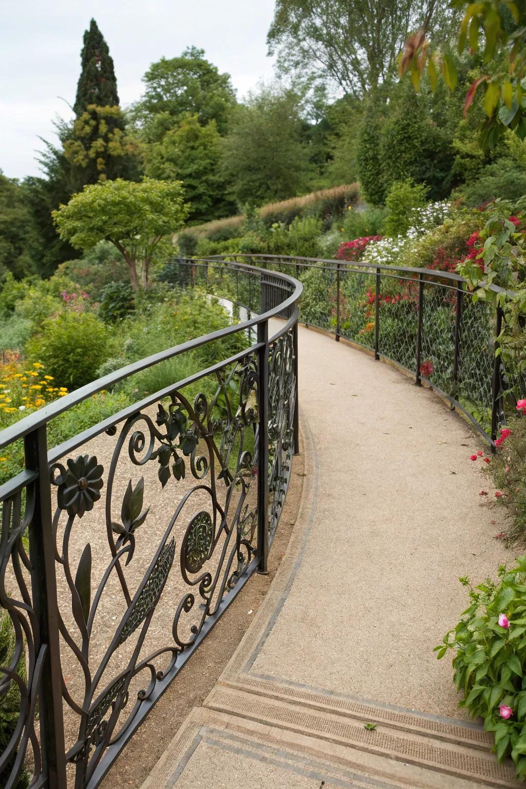 Artistic metalwork transforms railings into stunning art pieces.