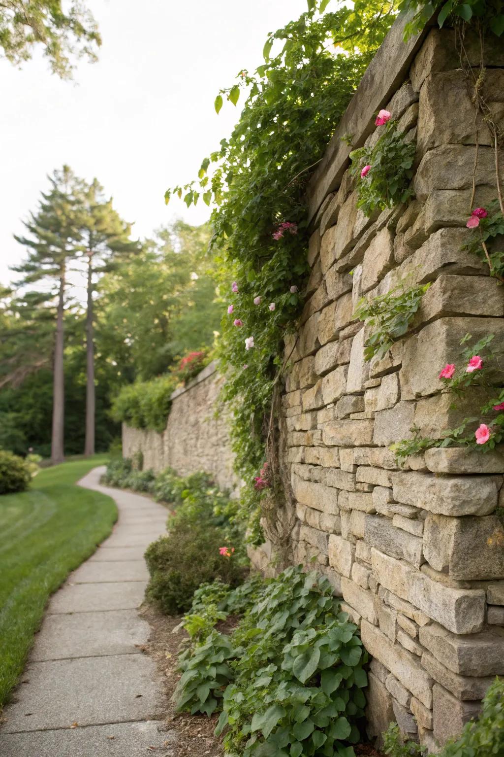 Natural stone walls exude an enduring and organic allure.