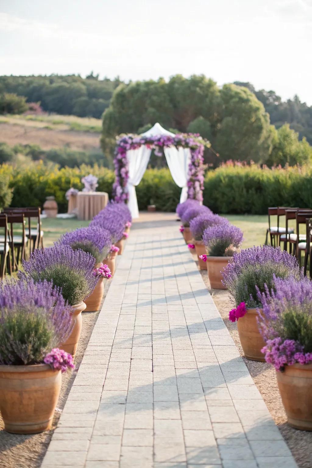Planted flora fashion a living aisle that guests can take home.
