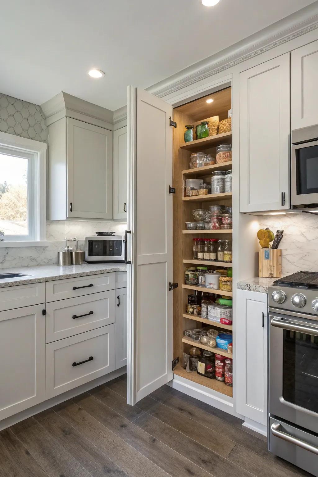 Edge doors take full advantage of area in small cooking areas.